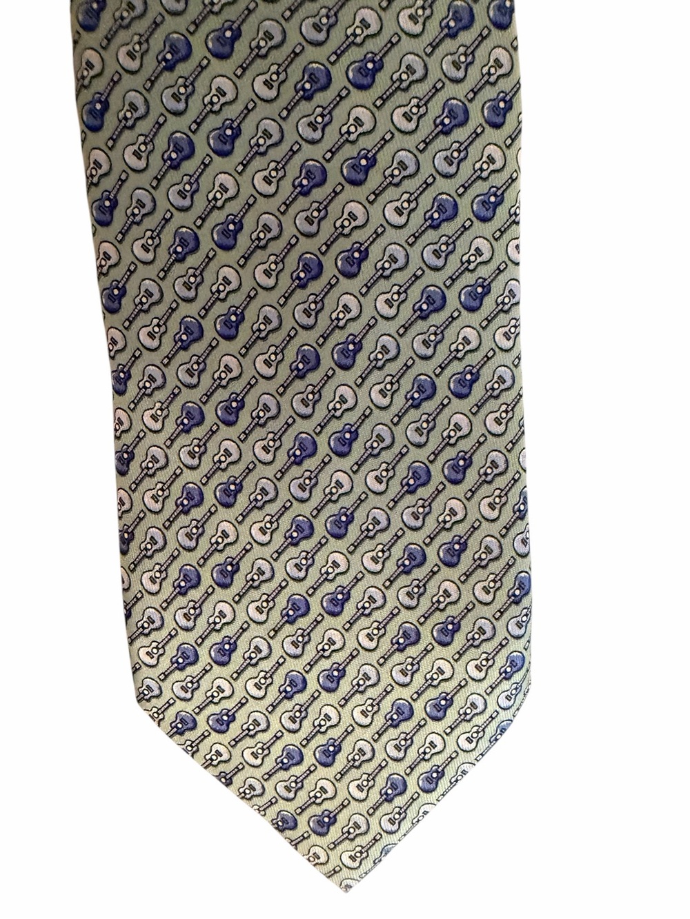 Vineyard Vines Blue/Green Guitar Motif Silk Tie